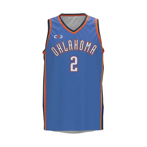 Custom Oklahoma City Thunder Basketball V-Neck Singlet - Front View