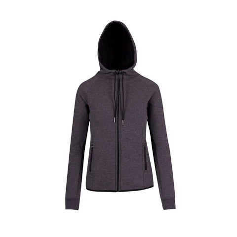 Bonded Polar Fleece Hoodie Ladies Dark Marl Front View