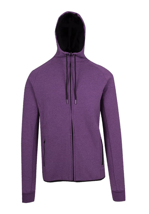 Bonded Polar Fleece Zip Hoodie Aubergine Front View