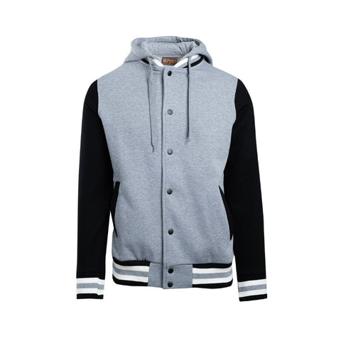 Varsity Hooded Jacket Mens Gray Black